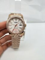 Copy Rolex Datejust Diamond Bezel White Dial with Jubilee Band All Rose Gold Watch